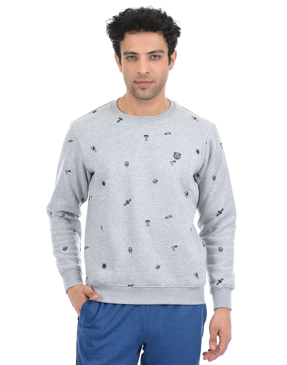 Cloak & Decker by Monte Carlo Men Printed Grey Sweatshirt
